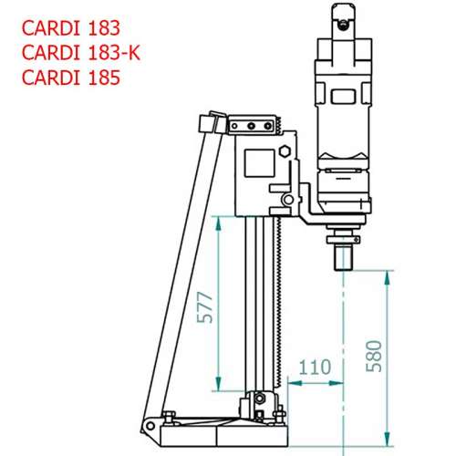 Установки алмазного бурения CARDI 183 / 183K / 185 – размеры